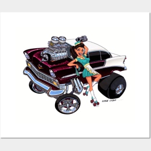 FAST FOOD 1956 chevy GASSER Posters and Art